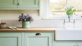 Mint cottage kitchen interior design, home decor and house improvement, English in frame kitchen cabinets in a country house