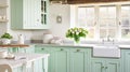 Mint cottage kitchen interior design, home decor and house improvement, English in frame kitchen cabinets in a country house