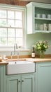 Mint cottage kitchen interior design, home decor and house improvement, English in frame kitchen cabinets in a country