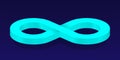 Mint 3D Infinity Symbol on Dark Blue Background. Endless Vector Logo Design. Concept of infinity Royalty Free Stock Photo