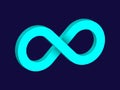 Mint 3D Infinity Symbol on Dark Blue  Background. Endless Vector Logo Design. Concept of infinity for your web site design, logo, Royalty Free Stock Photo