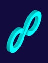 Mint 3D Infinity Symbol on Dark Blue Background. Endless Vector Logo Design. View from above. Concept of infinity Royalty Free Stock Photo