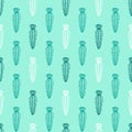 Mint Flower Cactus Seamless Pattern