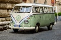 Mint green classic vintage Volkswagen camper van for weddings Rome  Italy Royalty Free Stock Photo