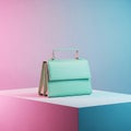 Mint Green Handbag with Pink Handles Royalty Free Stock Photo