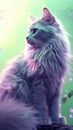 Mint Green and Lilac Cat: A Beautiful Feline in Artistic Style .