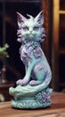 Mint Green and Lilac Cat: A Beautiful Feline in Artistic Style .