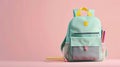 The mint green school backpack.AI generated image Royalty Free Stock Photo