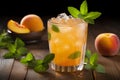 Mint-Infused Summer Peach Drink Royalty Free Stock Photo