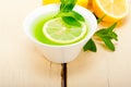 Mint infusion tea tisane with lemon Royalty Free Stock Photo