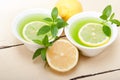 Mint infusion tea tisane with lemon Royalty Free Stock Photo