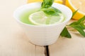 Mint infusion tea tisane with lemon Royalty Free Stock Photo