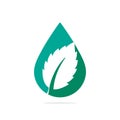 Mint leaf drop shape concept logo.