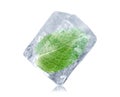 Mint leaf frozen in ice isolated on white Royalty Free Stock Photo