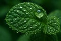 Mint Leaf Macro â Dew Texture and Fresh Herb Concept Royalty Free Stock Photo