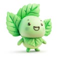 Mint leaves character with a joyful expression