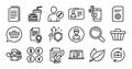 Mint leaves, Id card and Certificate line icons set. Vector