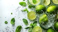 Mint Leaves, Lime Slices, and Splashes