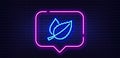 Mint leaves line icon. Herbal leaf. Neon light speech bubble. Vector