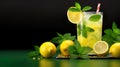 Mint lemonade with water, sugar and fresh lemon juice