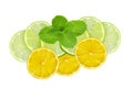 Mint with lime and lemon slices isolated on white Royalty Free Stock Photo