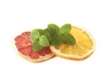 Mint on orange and blood grape Royalty Free Stock Photo