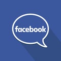 Facebook flat icon with speech bubble. Clean vector symbol. Social media sign.