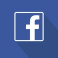 Facebook flat icon design over blue background. Clean vector symbol. Social media sign.