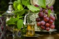 Mint tea and red grapes on Arabian table