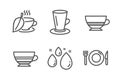 Mint tea, Water drop and Mocha icons set. Bombon coffee, Teacup and Food signs. Mentha beverage, Aqua. Vector