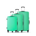 Mint travel plastic suitcase with wheels realistic hand Luggage Royalty Free Stock Photo