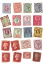 Mint victorian postage stamps on a white background. Royalty Free Stock Photo