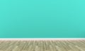 Mint wall background and wooden floor on empty room. 3D rendering