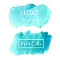 Mint watercolor background, Pastel watercolor logo.