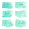 Mint watercolor background, Pastel watercolor logo.