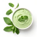 Mint yogurt dip isolated on white Royalty Free Stock Photo