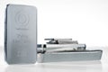 Minted silver bar weighing 250 grams and stack of silver ingots