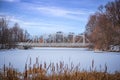 Minto Bridge across the Rideau River during winter, Ottawa, Ontario, Canada Royalty Free Stock Photo