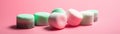 Mints Standing On Gradient White Pink Background Wide Panoramic. Generative AI Royalty Free Stock Photo