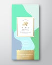 Minty Chocolate Label. Abstract Vector Packaging Design Layout with Soft Realistic Shadows. Modern Typography, Hand