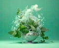 Minty freshness, mint leaves on mint background. Royalty Free Stock Photo