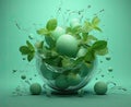 Minty freshness, mint leaves on mint background. Royalty Free Stock Photo