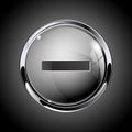 Minus button. 3d shiny gray icon for media