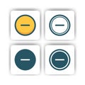 Minus button icon for mobile, web, and presentation with flat color vector illustrator