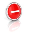 Minus icon on glossy red round button