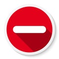 Minus sign icon, button. Flat round negative symbol sticker Royalty Free Stock Photo