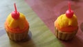 Minuscule cupcake made with play dough Royalty Free Stock Photo