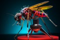 Minuscule Mosquito macro colorful. Generate Ai