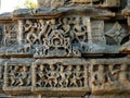 Minute carving on sandstone steps of Kunda, the reservoir of sun temple Modhera Gujara Royalty Free Stock Photo