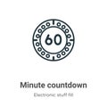 Minute countdown outline vector icon. Thin line black minute countdown icon, flat vector simple element illustration from editable Royalty Free Stock Photo